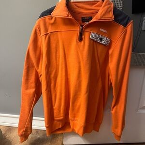 Columbia Men's Orange and Black Zip-Up Sweater